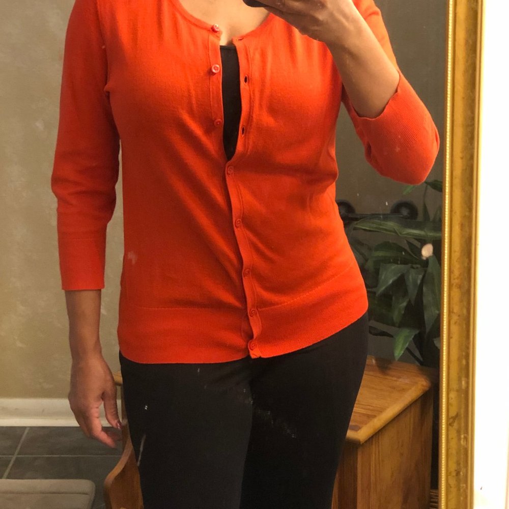 Ann Taylor Orange Button Down Sweater-M